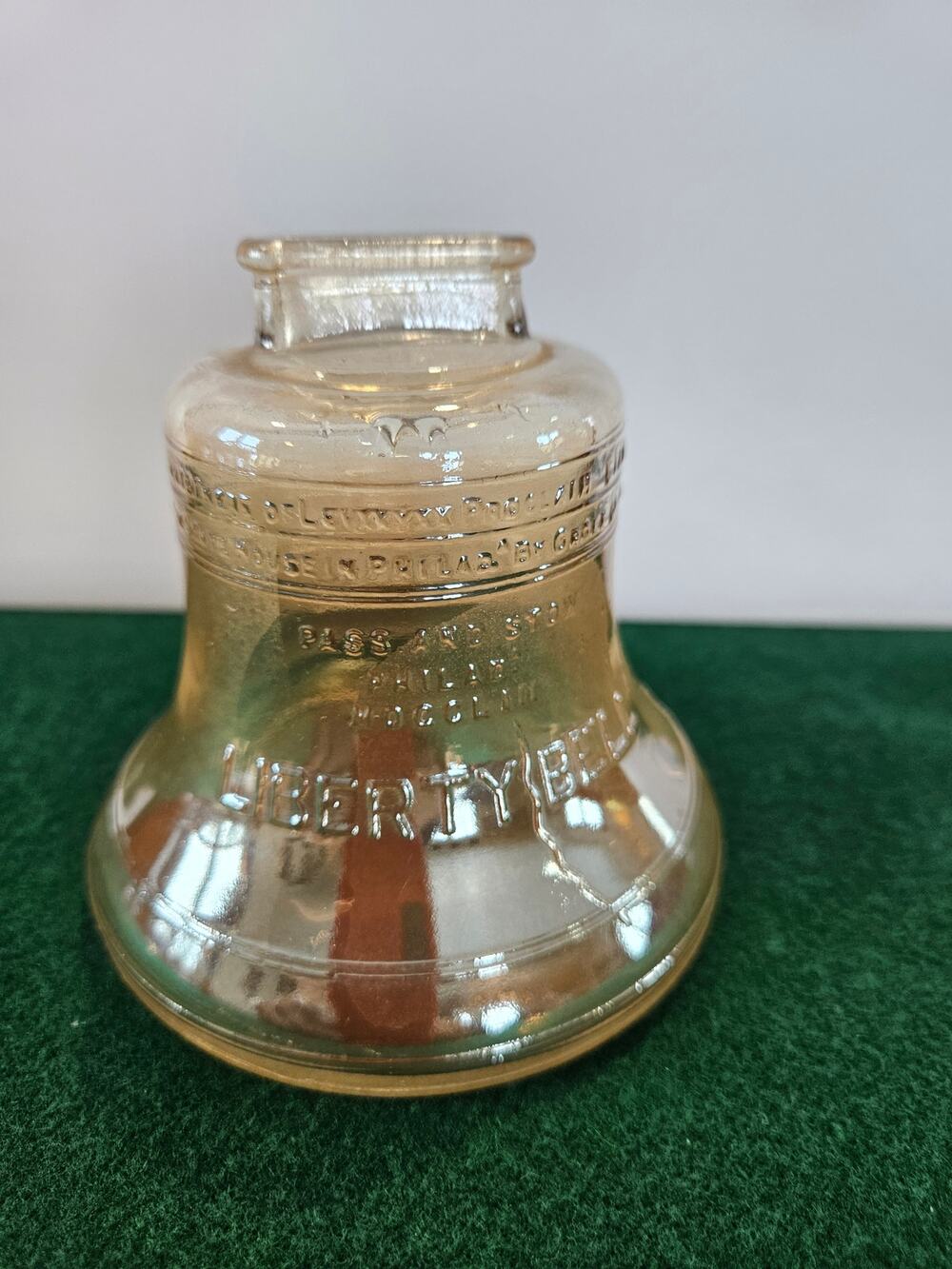 Vintage Glass Liberty Bell Coin Bank Anchor Hocking Retro MCM Piggy Bank